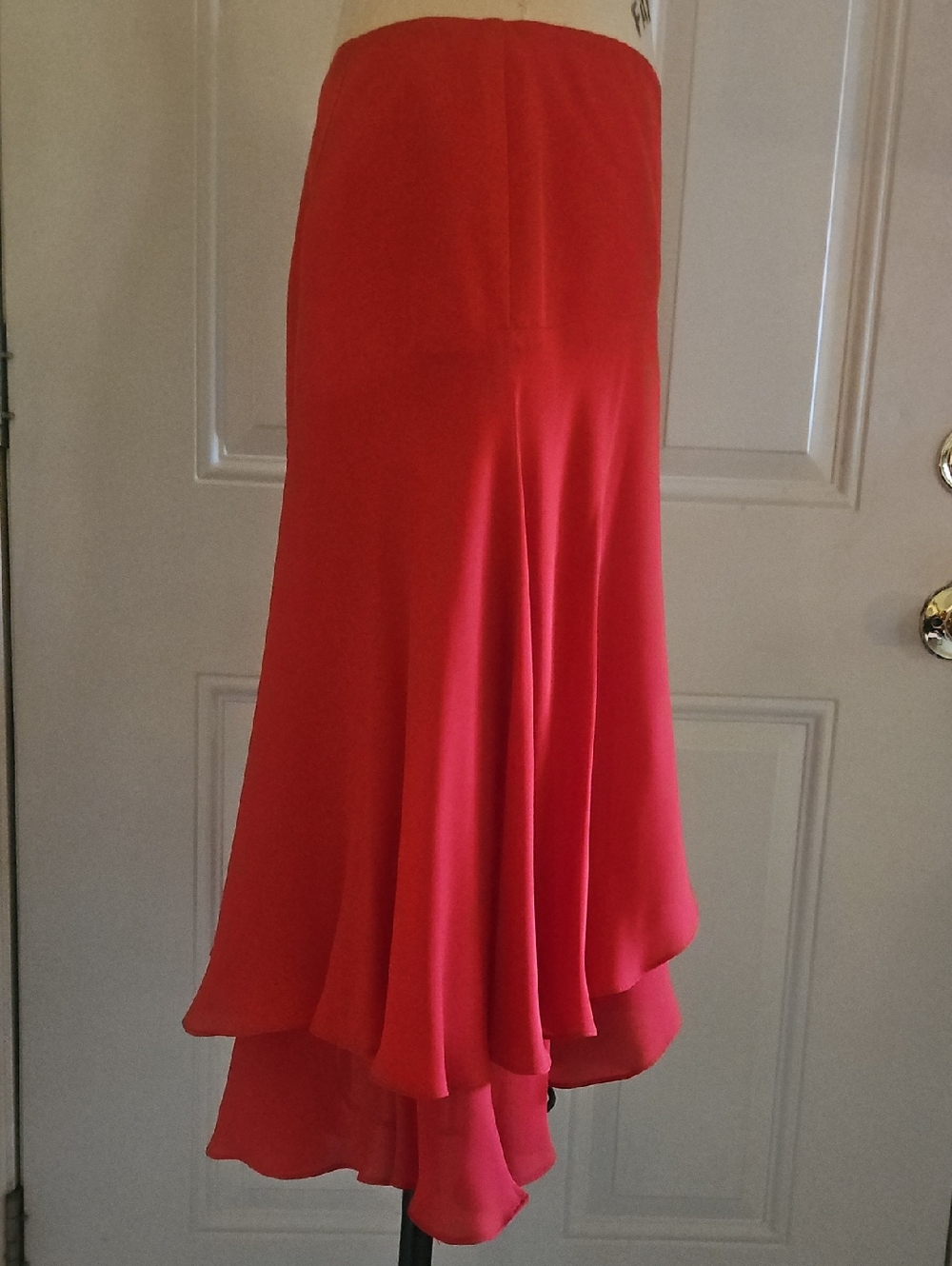 Ralph Lauren Red Silk Ruffle Skirt - Picture 14 of 15